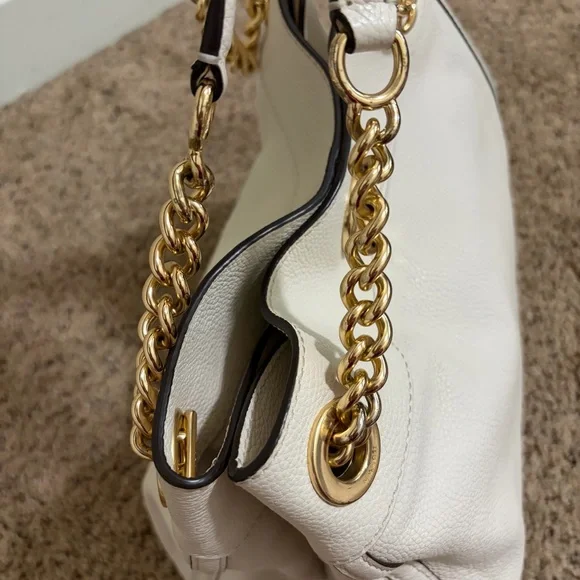 Coach Turnlock Edie Shoulder Bag, White with Chains - Picture 16 of 16